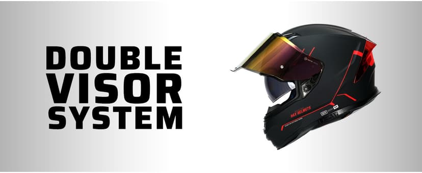 HAX Force Aerodynamic Full Face Helmet for Street & E-Bikes DOT & ECE Certified - Enhanced Dual Visor, Adult Size, Pinlock Ready Matte Black Red M