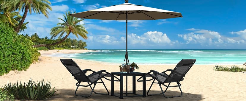 Yaheetech Zero Gravity Recliners Outdoor Adjustable Folding Reclining Lounge Chairs w/Pillows, Cup Holder Trays and Carry Strap for Patio Backyard Beach Gray Set of 2