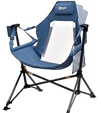 PORTAL Oversized Folding Rocking Camping Chair Portable Outdoor Rocker with High Back Hard Armrests Carry Bag, Supports 400 lbs