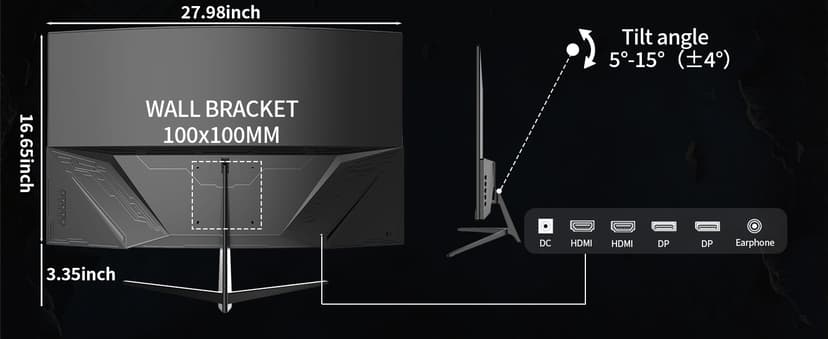 ZZA 32 Inch Curved Gaming Monitor, QHD 2560x1440, Ultra 300Hz & 240Hz Refresh Rate, Computer Monitor VA Panel,1500R, 1ms, HDR, AMD FreeSync Premium, NVIDIA G-SYNC Compatible