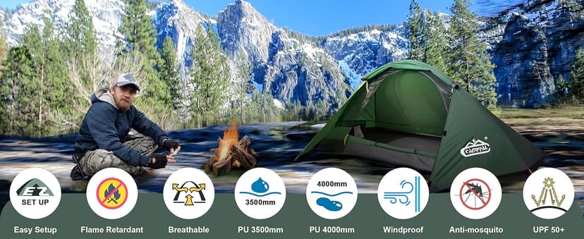camppal 1 Person Tent for Camping Hiking Mountain Hunting Backpacking Tents 4 Season Resistance to Windproof Rainproof and Waterproof