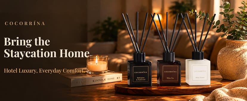 Cocorrína Reed Diffuser Set, Clean Linen 6.7 fl oz Scented Diffuser with Sticks Home Fragrance Reed Diffuser for Bathroom Shelf Décor B0B24QJ217