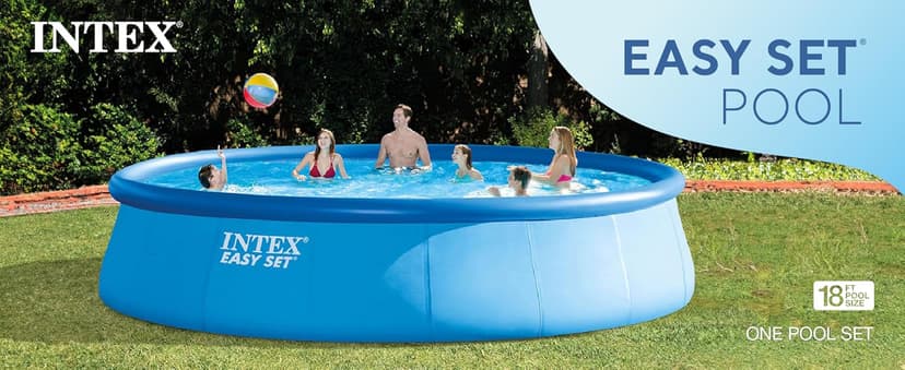 Intex Easy Set 18 Foot by 48 Inch Round Inflatable Above Ground Swimming Pool with Filter Pump, Ladder, Pool Cover, and 6 Pack Filter Cartridges, Blue
