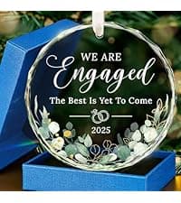 HEXMOZ Wedding Gifts for Couples 2025 - Mr and Mrs Gifts - Bridal Shower Gift, Wedding Ideas for Newly Wed, Bride, Future Mr Mrs - Just Married Glass Ornament 2025, 1st Married Couple Christmas Decor