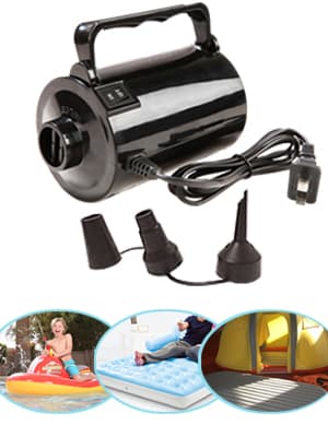 Electric Air Pump for Inflatable Pool Toys - High Power Quick-Fill Air Mattress Inflator Deflator Pump for Pool Float Raft Airbed with 3 Nozzles, 320W, 110V AC, 1.6PSI, Air Flow 26CFM