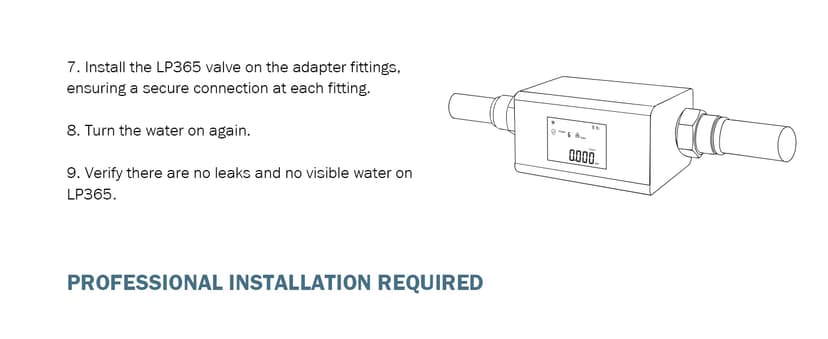 Frizzlife LP365 Smart Water Monitor and Automatic Shutoff - 0.01GPM Ultrasonic Micro Leak Detection, APP Wi-Fi Remote Control, Real-Time Flow/Temp Monitoring, 24/7 Water Usage Reports, 3/4" and 1"