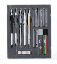 Mr. Pen- Metal Mechanical Pencil Set with Lead and Eraser Refills, 5 Sizes, 0.3, 0.5, 0.7, 0.9, 2mm, Drafting, Sketching, Architecture, Drawing Metal Mechanical Pencils