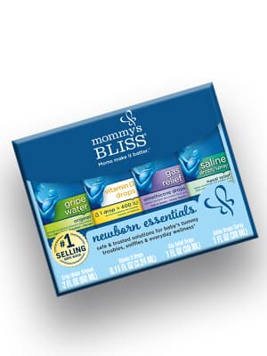 Mommy's Bliss 4-Piece Newborn and Baby Essentials Kit - With Gripe Water, Gas Relief Drops, Vitamin D 400IU, and Saline Drops/Spray - The Perfect Baby Gift.