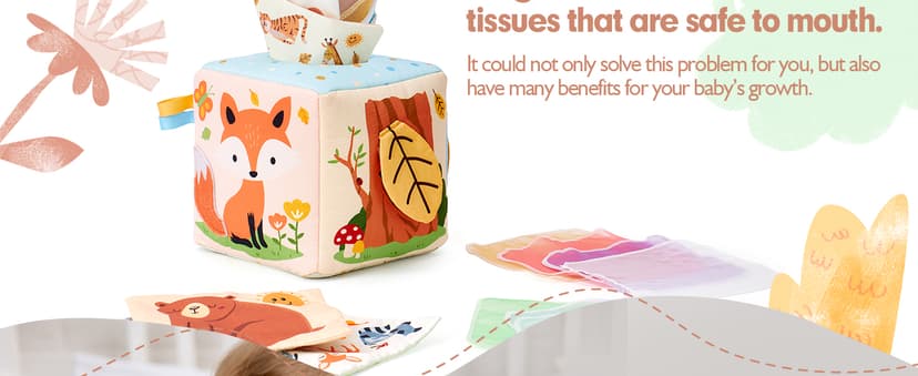 Sensory Pulling Play Scarf Soft Box, Crinkle, Mirror, Tag Babies Gifts Christmas Stocking Stuffers 1 Year Old Birthday Gift hahaland Baby Tissue Box Toy - 6 Month Old Montessori Baby Toys 6-12 Months B0CJLWD1VM