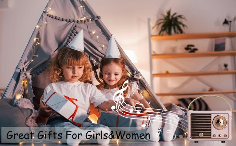 Retro Bluetooth Speaker, Portable Wireless Speaker with Crystal Clear Stereo Sound Rich Bass, Best Birthday Gifts Ideas for Women Teenage (Pink)