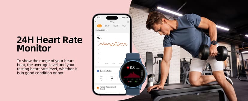 Parsonver Smart Watch for Women Men (Answer/Make Calls) Compatible with iPhone/Android Phones, Fitness Tracker with 100+ Sports Modes IP68 Waterproof, Heart Rate/Blood Oxygen/Sleep/Steps Monitor, Blue