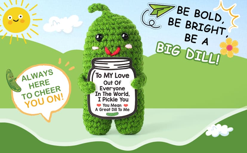 I Love You Gifts for Her, Him, Wife, Husband, Couple, Romantic Gifts for Boyfriend Girlfriend, Anniversary Perfect Gifts for Women Men, Handmade Crochet Pickle