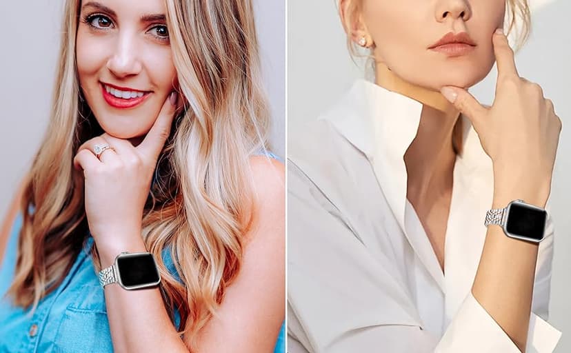 Slim Watch Band Compatible with Apple Watch 41mm 45mm 42mm 44mm 40mm 38mm Metal Stainless Steel Watchband Suitable for iWatch 10/9/8/7/6/5/4/3/2/1/SE Series Women Luxury Strap