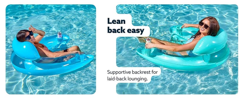 SLOOSH Inflatable Pool Floats Adult,2 Pack Pool Chairs with Cup Holders,Blow up Floats Chair,Hammock Noodle Mat for Relaxing Summer Water Fun Swimming Party Beach