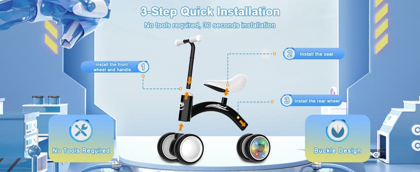 Colorful Lighting Baby Balance Bike Toys for 1 Year Old Boy Gifts, 10-36 Month Toddler Balance Bike, No Pedal 4 Silence Wheels&Soft Seat First Riding on Toys, One Year Old Boy Birthday Gifts.