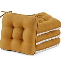 BETU Chair Cushions for Dining Chairs Set of 4,3.5" Thick Kitchen Table Chair Pads with Ties,Non Slip Backing and Covers, Seat Cushion for Dining Room,Bar,Patio Chairs,15.5"X15.5"X3.5",Beige
