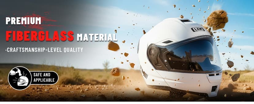 LEM Modular Motorcycle Helmets Fiberglass, Full Face Motorcycle Helmet Flip Up for Touring, DOT Certified, Release Sun Visor & Removable Comfort Liner, Lightweight Street Bike Helmet (White, M)