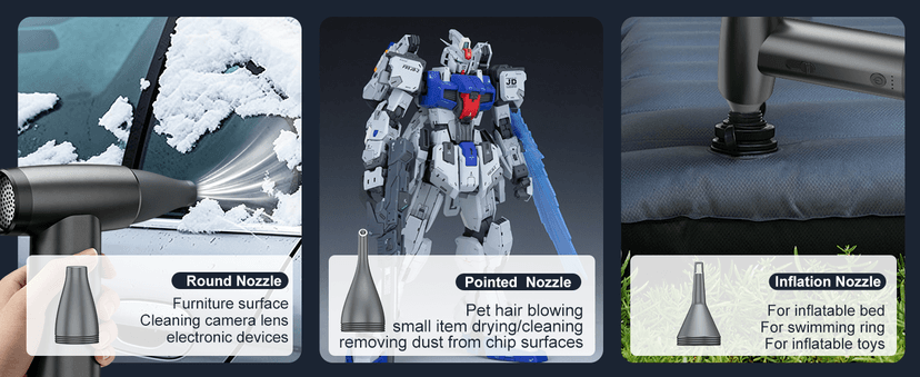 Metal Electric Compressed Air Duster, 300000RPM Brushless Motor with Stepless Speed, Rechargeable Cordless Mini Blower for Computer Keyboard Cleaning, Car Detailing, House and Outdoor Use(Black)