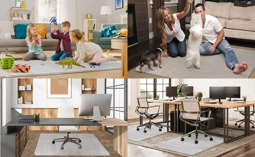Office Chair Mat for Carpeted Floors, Desk Mats 48"X30" for Rolling Desk on Low Pile Carpets, Small Computer Gaming Plastic Floor Mats for Office Chair on Carpet, Easy Glide Without Curling