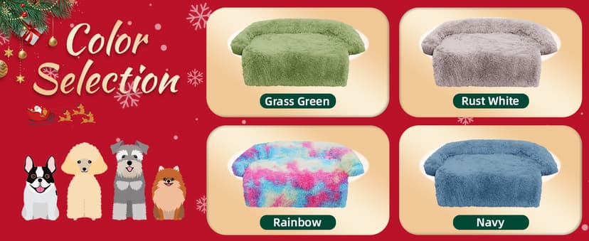 Calming Dog Bed Fluffy Plush Dog Mat for Furniture Protector with Removable Washable Cover for Large Medium Small Dogs and Cats (Large, Light Grey)