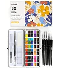 High Pigment Paints, Blendable Colors, Portable Travel Case, Painting, Sketching, Illustration, Beginner And Hobby Artists Grabie 50 Color Watercolor Paint Set with Brush Pens B0BJPQ3TKS