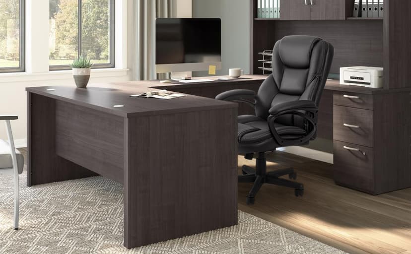 Furmax Office Executive Chair High Back Adjustable Managerial Home Desk Chair, Swivel Computer PU Leather Chair with Lumbar Support (Black)