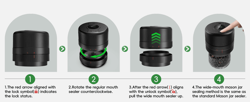 Mason Jar Vacuum Sealer Kit, Electric Sealer for Wide, Regular Mouth Mason Jars, Portable Vacuum Sealer for Jars, Birthday Gifts for Her, Gifts for Mom, Grandma