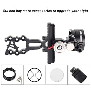 Archery Bow Sight for Compound Bows Target Hunting Single Pin or 5 Pin Bow Sight with 6X 1.75 Scope Lens Long Bar Right Hand for Quicker Sight Acquisition