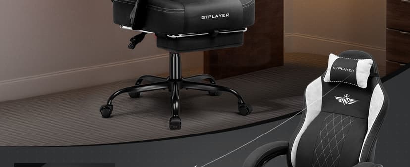 GTPLAYER Big and Tall Gaming Chair Breathable Fabric Computer Chair with Strong Lumbar Support, Comfortable Office Chairs with Pocket Spring Cushion, High Back Ergonomic Desk Chairs with Footrest
