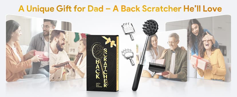 TUKUOS Telescoping Back Scratcher with 4Pcs Detachable Scratching Heads, Fathers Day Dad Gifts for Men Back Scratcher for Men/Dad/Women