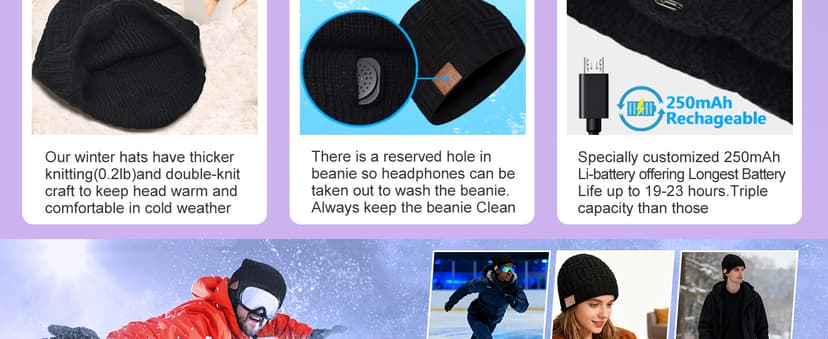 Bluetooth Beanie,Wireless Beanie Headphones Hat Unique Christmas Tech Gifts for Men Women Teen Boys Girls Stocking Stuffers