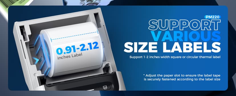 Nelko Label Maker Machine with Tape, PM220 Bluetooth Label Printer, 2 Inch Portable Thermal Printer for Small Business, Address, Logo, Clothing, Sticker Printer for iOS, Android & PC, White