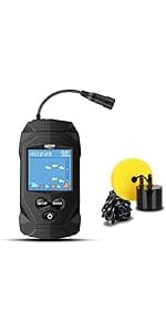 LUCKY Kayak Portable Fish Depth Finder Water Handheld Fish Finder Sonar Castable Kayak Boat Fishfinder Transducer Fishing LCD Display FFC1108