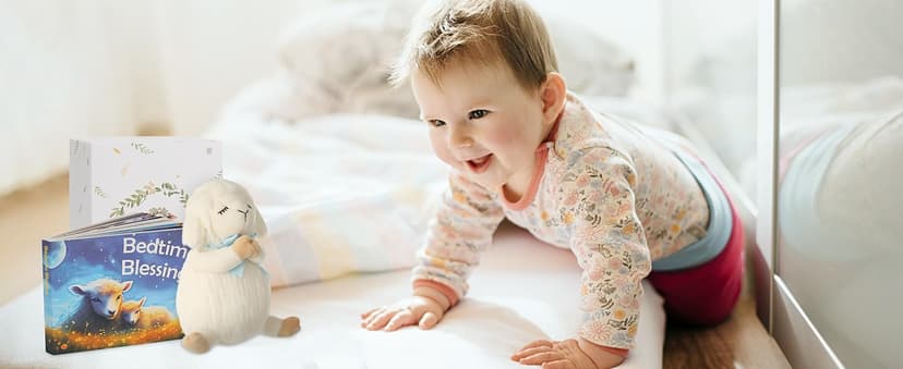 Baptism Gifts for Girls and Newborn Baby, Christening Gifts Set, 7" Praying Lamb Plush Toy and Bedtime Blessing Book in Keepsake Gift Box, Ideal Easter Gifts for Kids