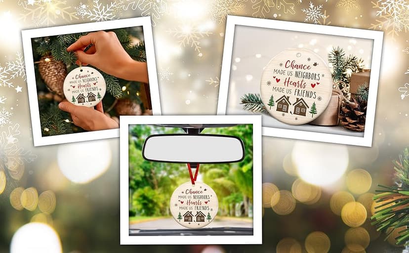 Christmas Thank You Gifts for Neighbors - Ceramic Christmas Ornaments 2025 for Tree Decorations - Funny Gifts for Neighbors Friends BFF Bestie Friendship Women Men, Neighbor Ornaments