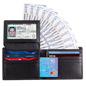 Sigtrenx Leather Wallets for Men, Genuine Leather Mens Wallets Bifold Rfid Blocking with 2 ID Windows