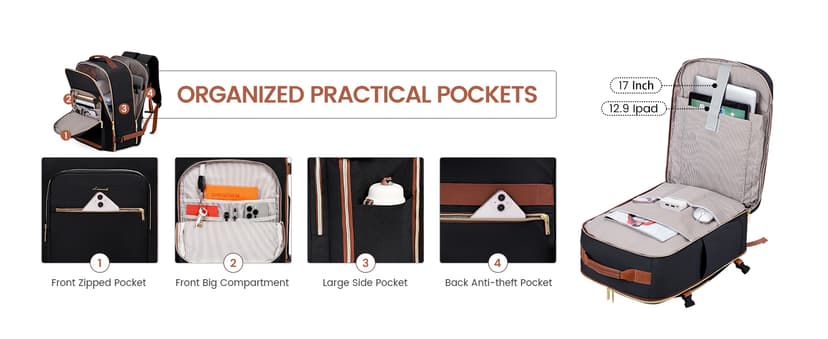 LOVEVOOK 40L Travel Backpack for Women & Men, Airline Approved Carry On Luggage with 3 Packing Cubes, TSA Overnight Bags, Waterproof Personal Item Bag, Weekender Essentials Backpacks fits 17" Laptop