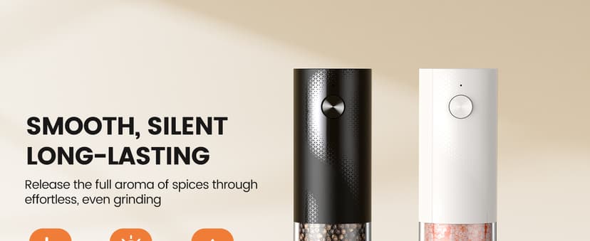 Electric Salt and Pepper Grinder Set - Rechargeable Automatic Salt and Pepper Shakers, Kitchen Appliances with External Adjustable Coarseness, Larger Hopper for Cooking, Home Gifts(2 Pack,Black/White) B0FJQ6SLKC