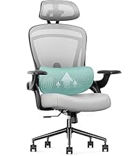 Sweetcrispy Ergonomic Office Chair Heavy Duty Task Desk Chair with Flip-up Arms, PU Leather, Adjustable Swivel Rolling Chair with Wheels, Beige