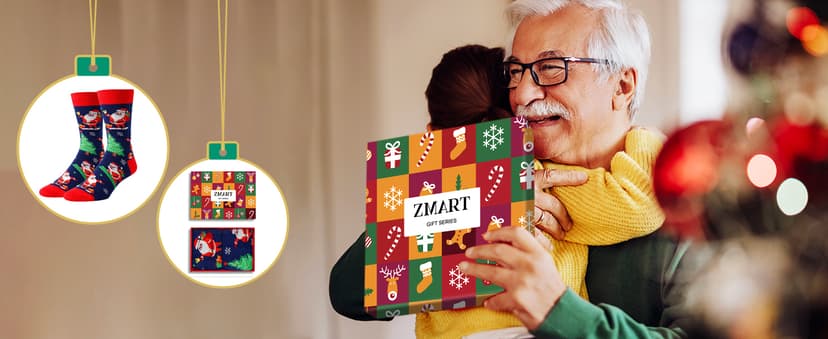 Zmart Christmas Gifts Stocking Socks for Women Men, Secret Santa Gifts Elf Stocking Xmas Gifts for Teens