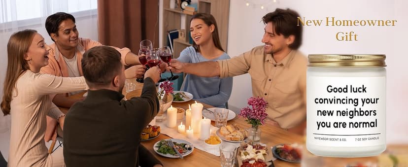 Niyewsor House Warming Gifts, New House/Home Candle, Funny Housewarming Gift for Friends, New Homeowner Gifts, First Apartment Essentials, Moving Away Gift, Handmade, 7oz