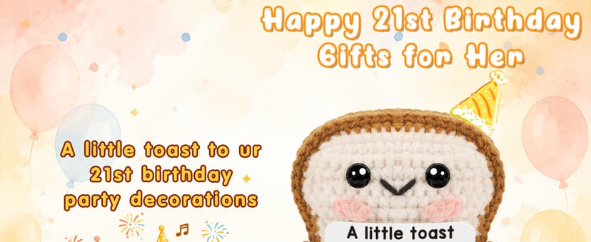 Mini Happy 21st Bday Party Gift for Girls Daughter Bestie Sister Friend Woman, Handmade Crochet Present for Celebration 21st Birthday Toast Gifts Decorations for Him Her, 21 Years Old Gift Ideas B0GX1XVW5S