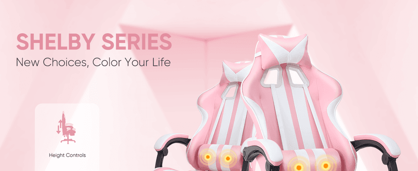 Ferghana Gaming Chairs with Footrest,Computer Game Chair,Massage Gaming Chairs,Christmas,Xmas Gift,PC Gaming Chairs for Adults Teens for Gaming Live Streaming Room(Pink,Racing Version)
