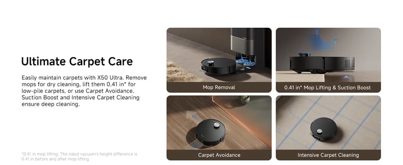 DREAME X50 Ultra Robot Vacuum and Mop with Auto-Empty and Mop Self-Cleaning, 20,000Pa Suction, Obstacle Avoidance and 360° Navigation, Corner to Edge Deep Cleaning, Detangling Brush