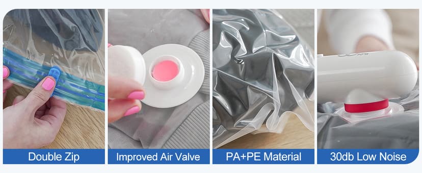 VMstr 12 Pack Travel Vacuum Storage Bags with USB Electric Pump, Compression Bags for Travel, Space Saver for Clothes and Clothing