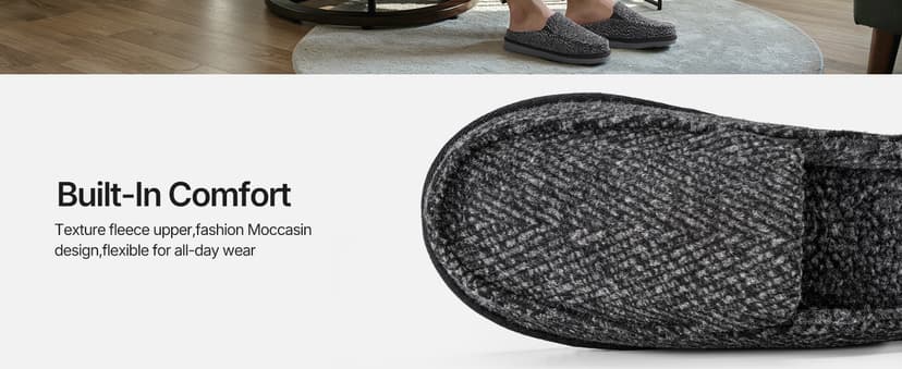 ATHMILE Mens Moccasins House Slippers Slip-on House Shoes with Warm Furry Faux Fur Cotton-Blend High-Density Memory Foam Non-Slip Sole for Indoor Outdoor