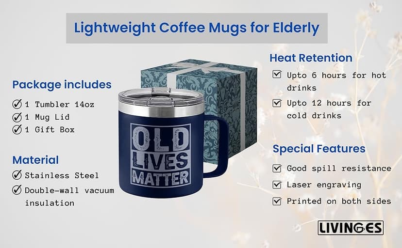 Old Lives Matter Mug Dad Tumbler - Old Man Gifts for Older Men Gag Gift for Older People Gifts for Elderly Men - Elderly People Seniors Birthday Fathers Day 14oz Stainless Steel Tumbler With Lid
