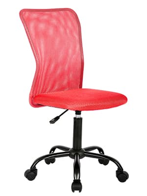 Ergonomic Office Chair Cheap Desk Chairwith Wheels Armless Lumbar Support Small Modern Adjustable Mid Back for Home Women or Men (Red)