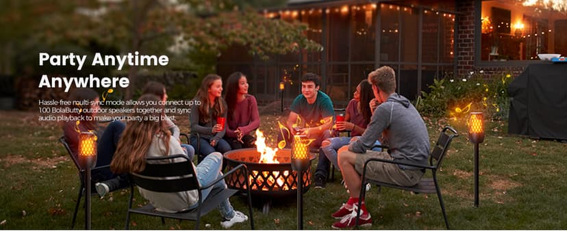 Upgraded Outdoor Speakers Gift for Men Bluetooth Speaker with lights Multi-Sync up to 100 Speakers Auto-Pairing HD Stereo Sound Cool Tech Gadgets for Him IPX5 Waterproof for Outside|Patio|Porch