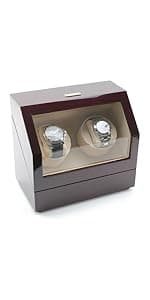 Heiden Double Watch Winder in Walnut - Automatic Watch Window for 2 Watches - Japanese Motor - Zero Magenetization - Use Batteries or Adapter Dual Watch Winder for Automatic Watches for Rolex